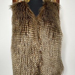 Stevie Mac New York Women's Faux Fur Vest Medium Gold Brown Party Cocktail